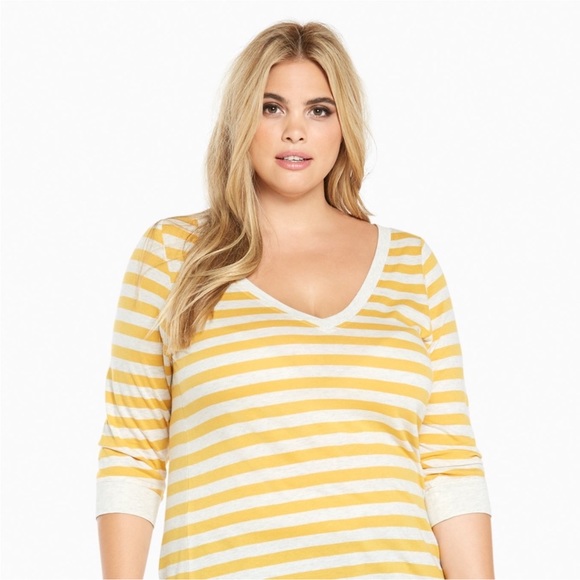 Torrid Striped 3/4 Sleeve Tee - Picture 2 of 6